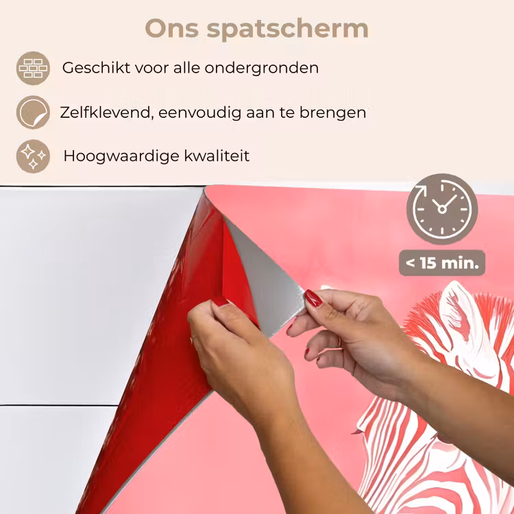 Zebra - Pink - Verf keuken achterwand spatscherm klein -spatscherm_NL
