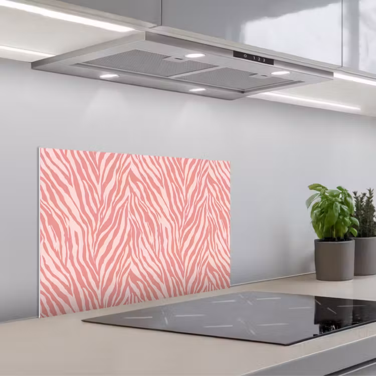 Zebra - Print - Roze keuken achterwand spatscherm klein 900 -3d_schuin