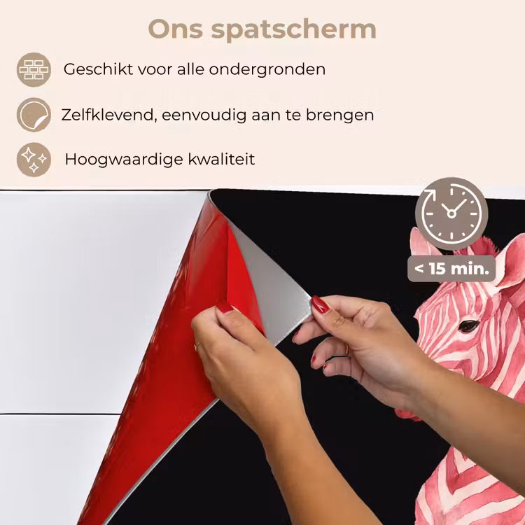 Zebra - Roze - Gestreept keuken achterwand spatscherm klein -spatscherm_NL