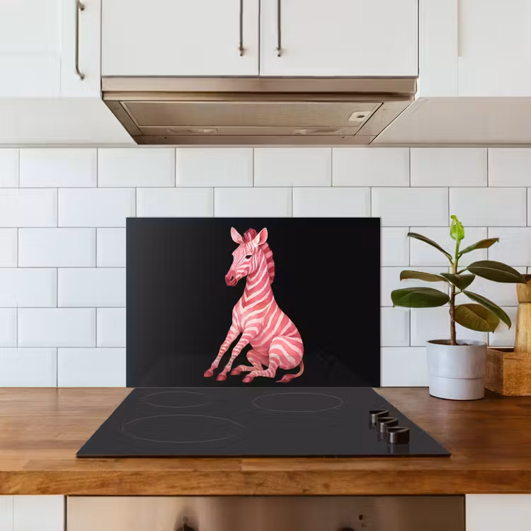 Zebra - Roze - Gestreept keuken achterwand spatscherm klein -sfeer2