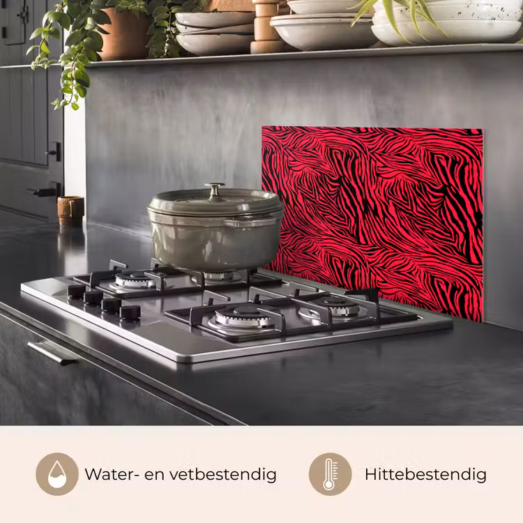 Zebra - Zwart - Roze - Neon keuken achterwand spatscherm klein 900 -usp_NL