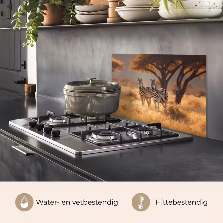 Zebra's - Savannelandschap - Gras keuken achterwand spatscherm klein -usp_NL