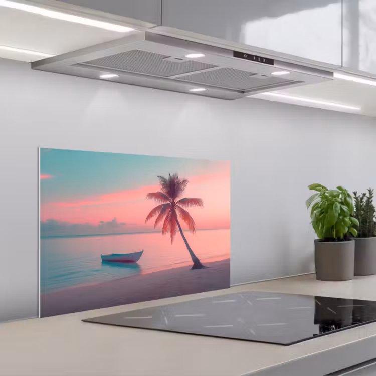 Zee - Boot - Zonsondergang keuken achterwand spatscherm klein -3d_schuin