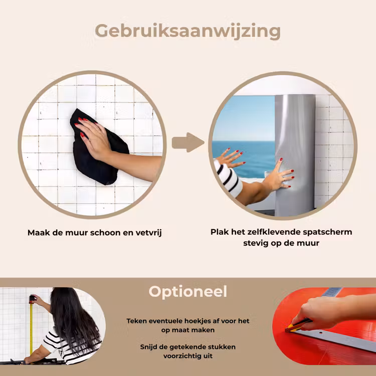 Zee - Koffiekopjes - Zomers keuken achterwand spatscherm klein -gebruiksaanwijzing_NL