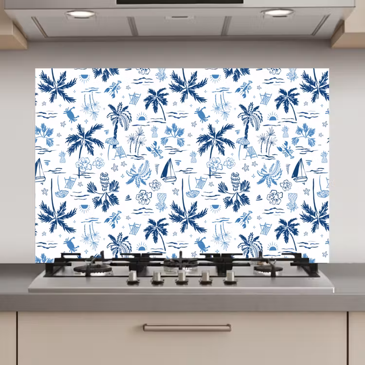 Zee - Strand - Blauw - Wit keuken achterwand spatscherm klein 900 -3d_website