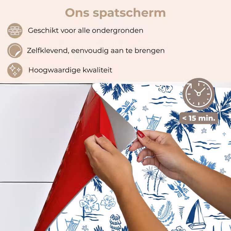 Zee - Strand - Blauw - Wit keuken achterwand spatscherm klein 900 -spatscherm_NL