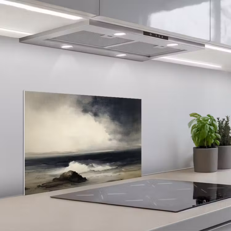 Zee - Rotsen - Storm keuken achterwand spatscherm klein -3d_schuin