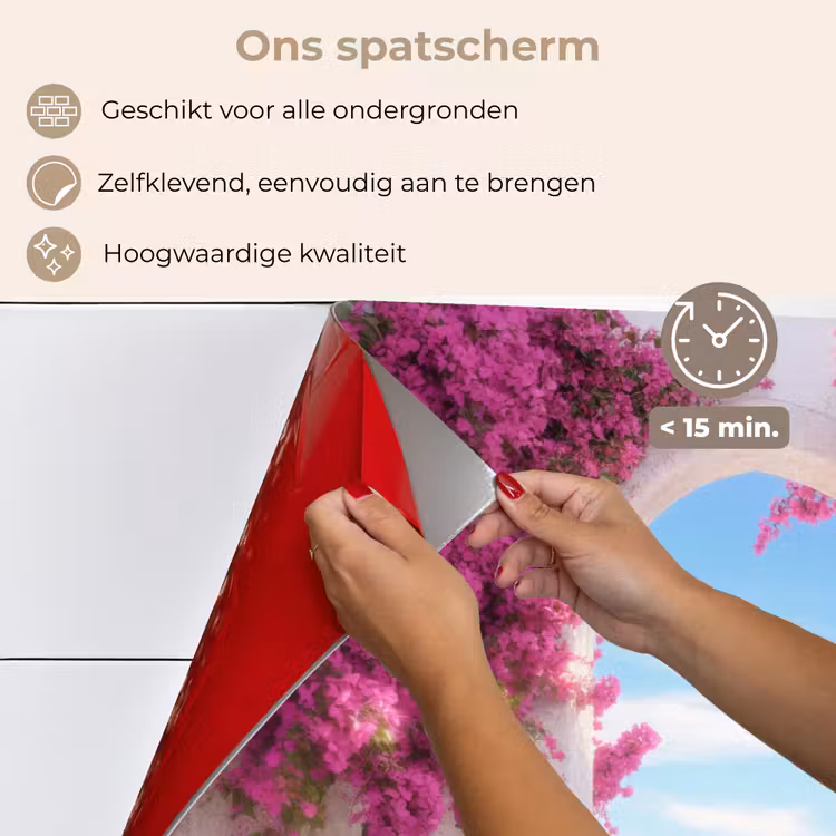 Zee - Roze - Bloemen - Poort keuken achterwand spatscherm klein -spatscherm_NL