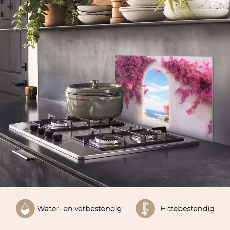 Zee - Roze - Bloemen - Poort keuken achterwand spatscherm klein -usp_NL