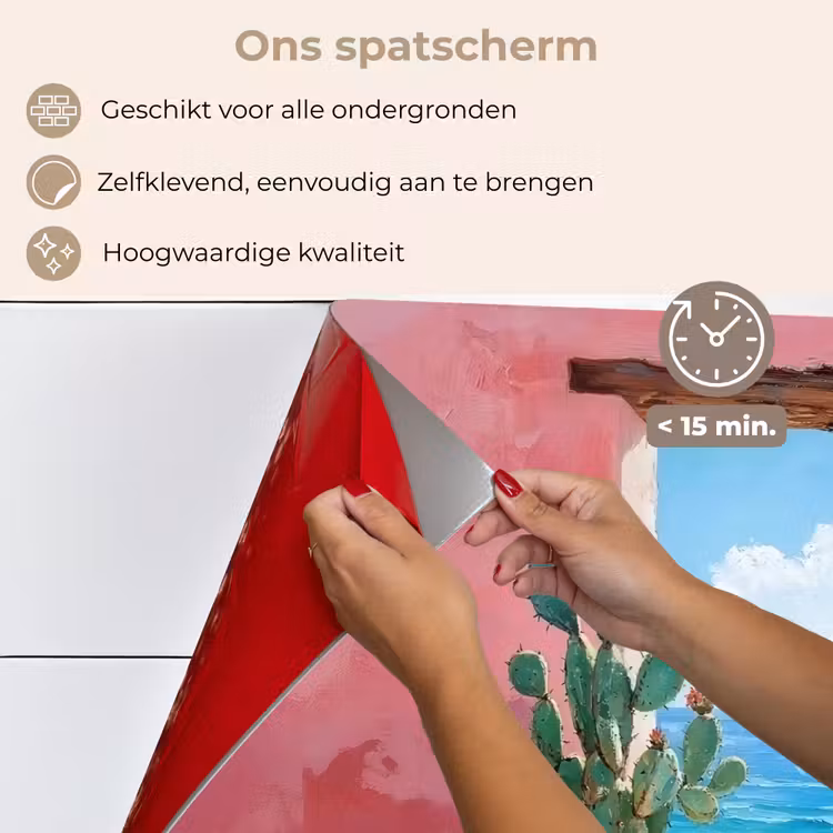 Zee - Roze - Cactus keuken achterwand spatscherm klein -spatscherm_NL