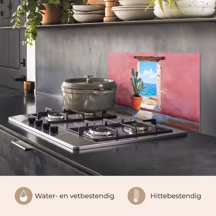 Zee - Roze - Cactus keuken achterwand spatscherm klein -usp_NL