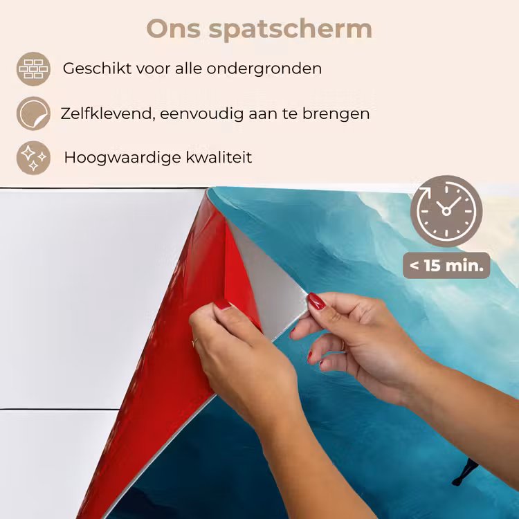 Zee - Silhouet - Abstract - Blauw keuken achterwand spatscherm klein -spatscherm_NL