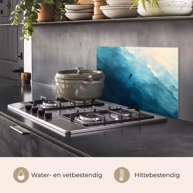 Zee - Silhouet - Abstract - Blauw keuken achterwand spatscherm klein -usp_NL
