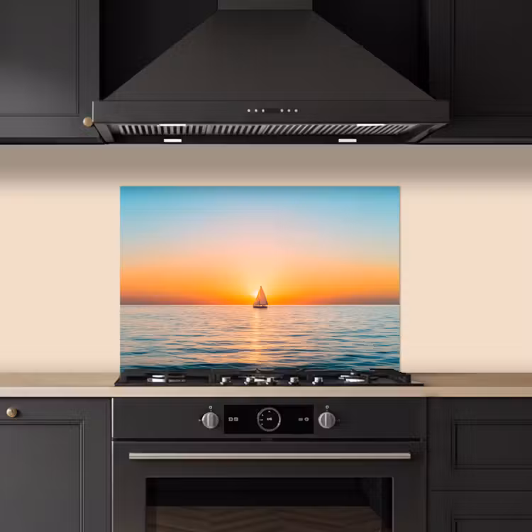 Zee - Zeilboot - Zonsondergang keuken achterwand spatscherm klein -sfeer1