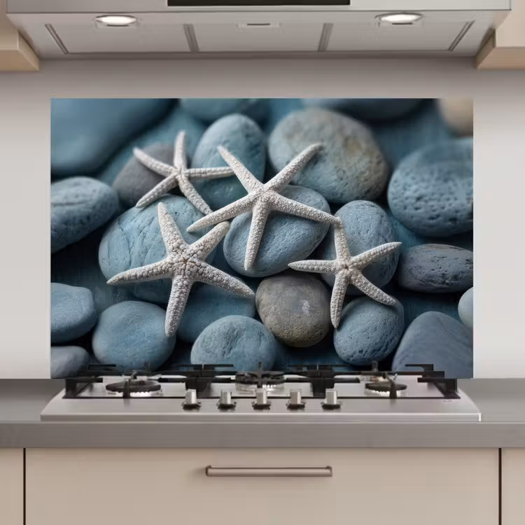 Zeesterren - Stenen - Wit keuken achterwand spatscherm klein -3d_website