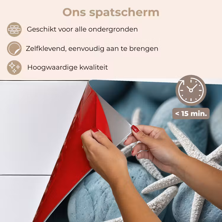 Zeesterren - Stenen - Wit keuken achterwand spatscherm klein -spatscherm_NL