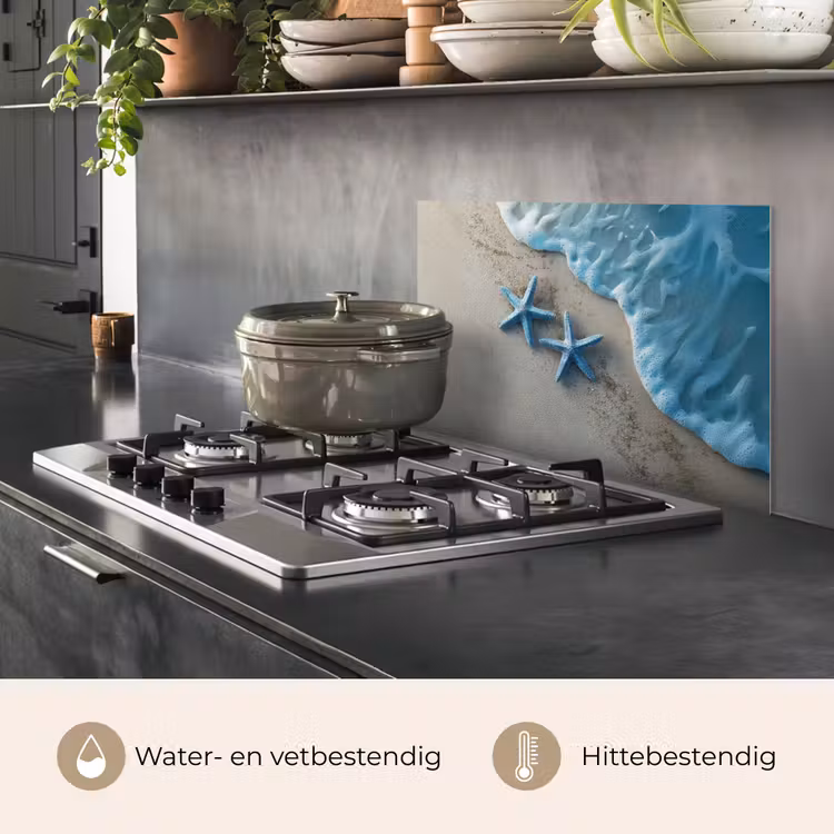 Zeesterren - Zand - Zee - Blauw keuken achterwand spatscherm klein -usp_NL