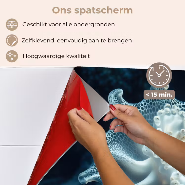 Zeewezen - Wit - Golven - Water keuken achterwand spatscherm klein -spatscherm_NL