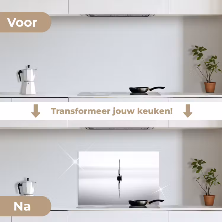 Zeilboot - Zwart - Water - Silhouet keuken achterwand spatscherm klein -voor_na_NL