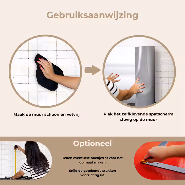Zeilboot - Zwart - Water - Silhouet keuken achterwand spatscherm klein -gebruiksaanwijzing_NL