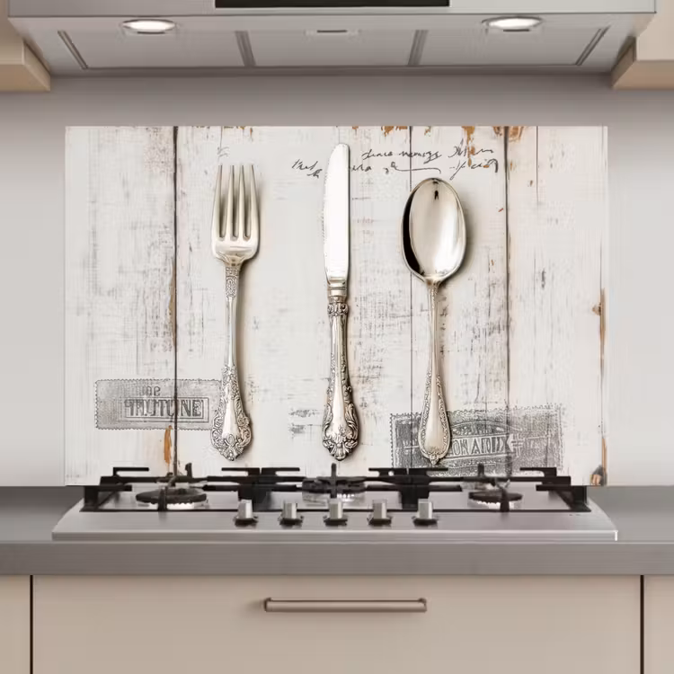 Zilver - Bestek - Hout keuken achterwand spatscherm klein -3d_website