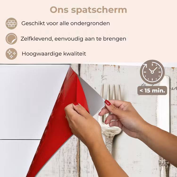 Zilver - Bestek - Hout keuken achterwand spatscherm klein -spatscherm_NL