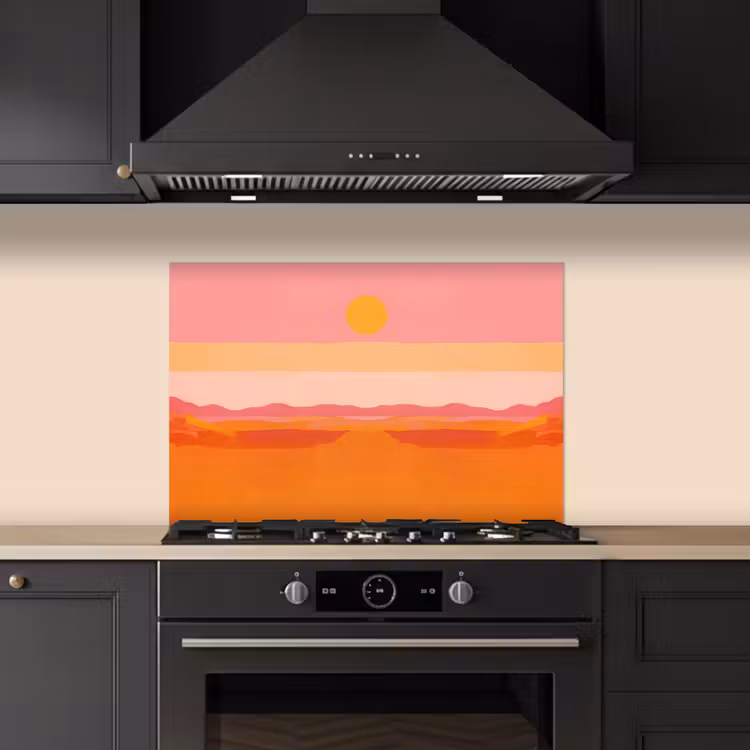 Zon - Abstract - Landschap - Oranje keuken achterwand spatscherm klein -sfeer1