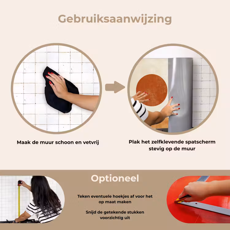 Zon - Abstract - Takken - Oranje keuken achterwand spatscherm klein -gebruiksaanwijzing_NL