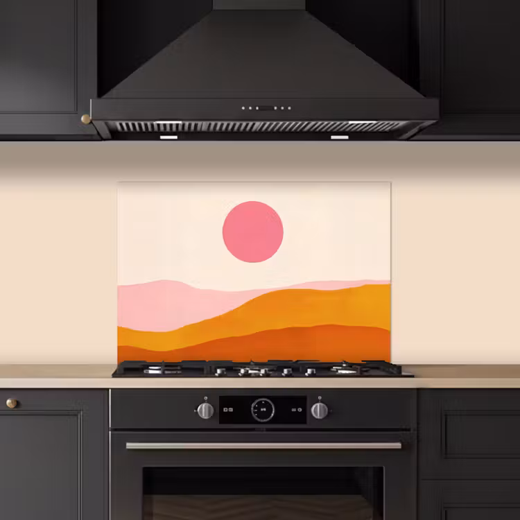 Zon - Heuvels - Abstract - Roze keuken achterwand spatscherm klein -sfeer1