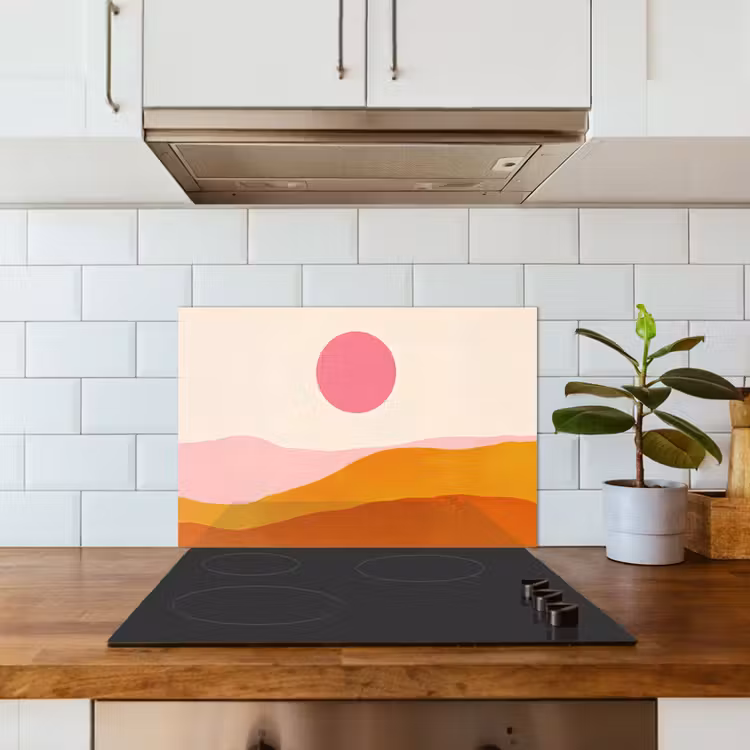 Zon - Heuvels - Abstract - Roze keuken achterwand spatscherm klein -sfeer2