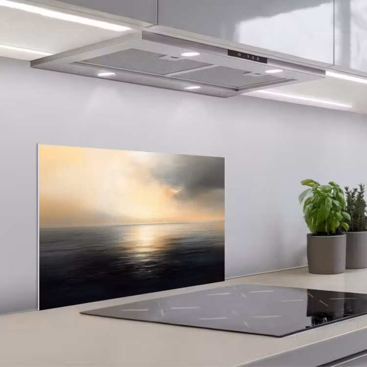 Zon - Horizon - Zee keuken achterwand spatscherm klein -3d_schuin