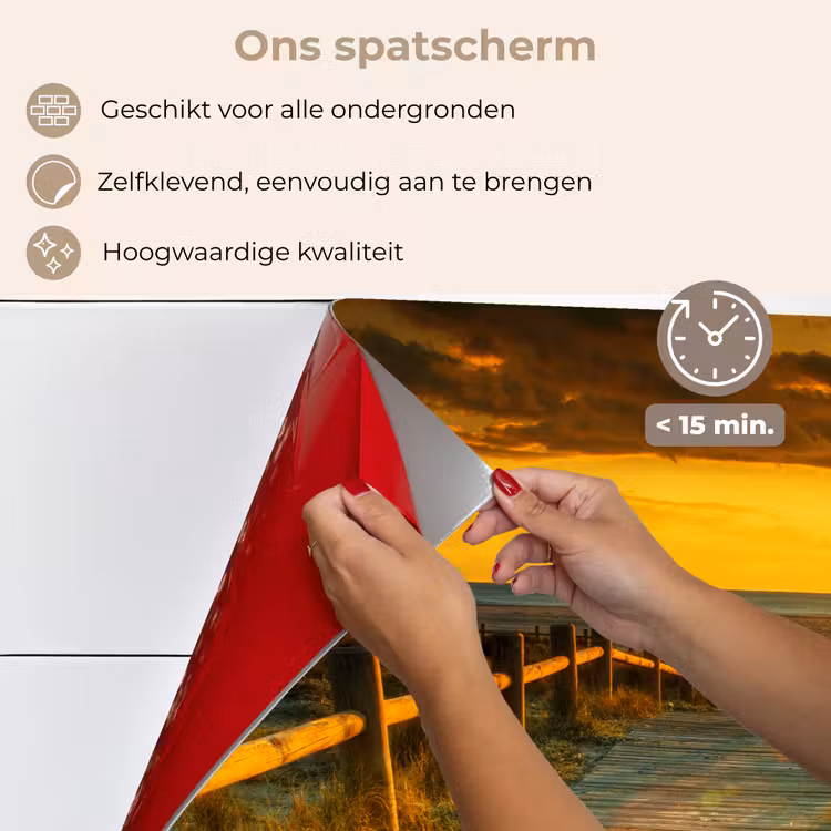 Zon - Strand - Duin - Horizon - Gras - Pad - Oranje keuken achterwand spatscherm klein -spatscherm_NL