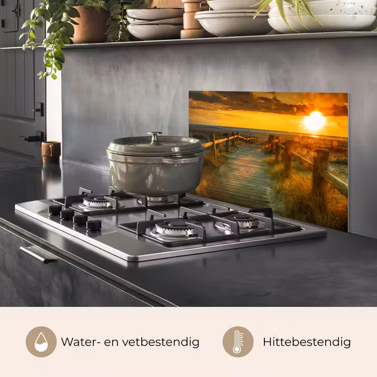 Zon - Strand - Duin - Horizon - Gras - Pad - Oranje keuken achterwand spatscherm klein -usp_NL