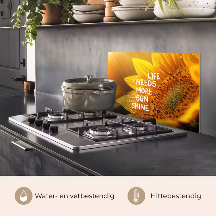 Zonnebloem - Close up - Geel - Quote keuken achterwand spatscherm klein -usp_NL