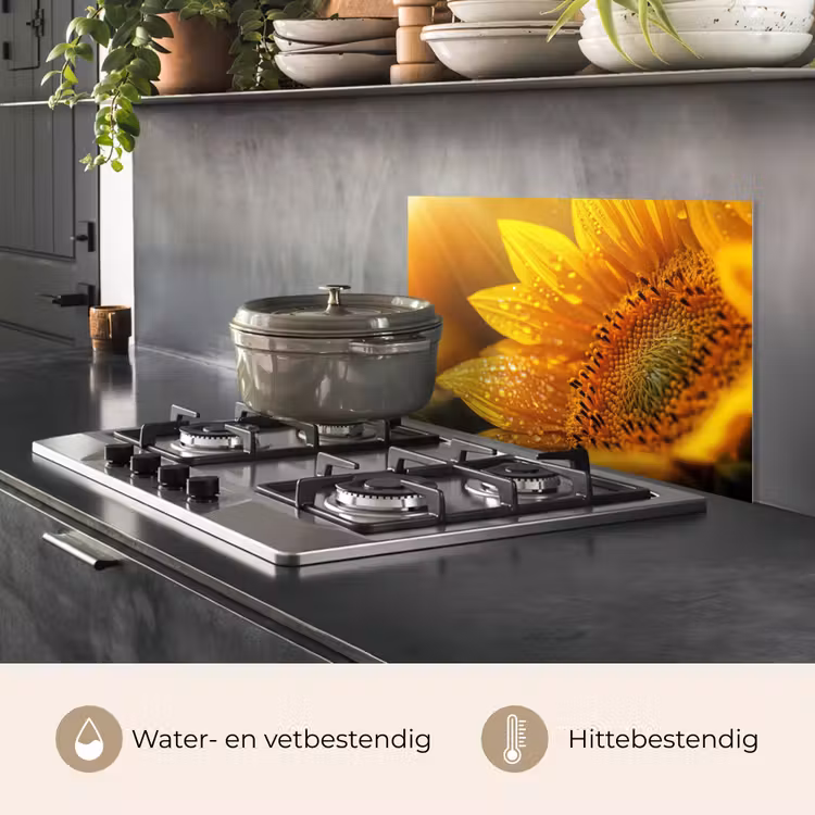 Zonnebloem - Dauwdruppels - Geel - Zonlicht keuken achterwand spatscherm klein -usp_NL
