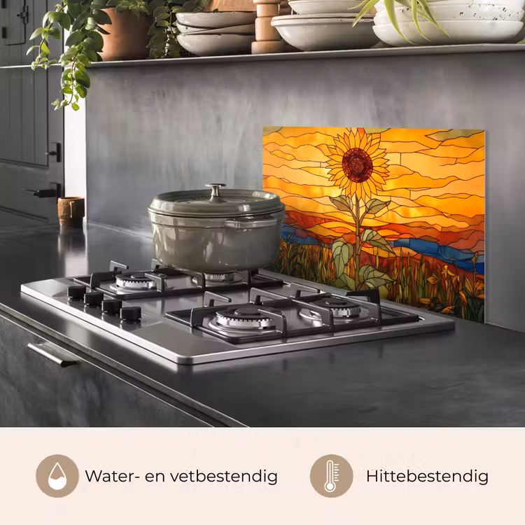 Zonnebloem - Mozaïek - Zonsondergang - Geel keuken achterwand spatscherm klein -usp_NL