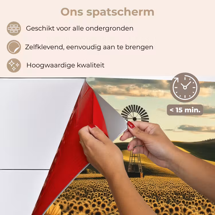 Zonnebloem - Veld - Windmolen keuken achterwand spatscherm klein -spatscherm_NL