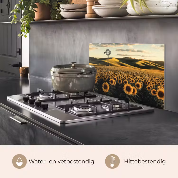 Zonnebloem - Veld - Windmolen keuken achterwand spatscherm klein -usp_NL
