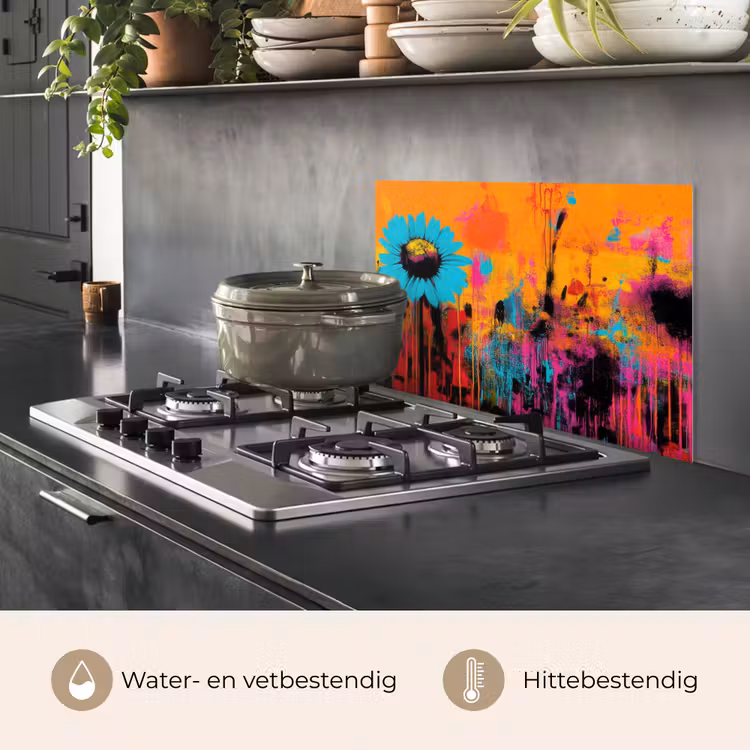 Zonnebloemen - Abstract - Oranje keuken achterwand spatscherm klein -usp_NL