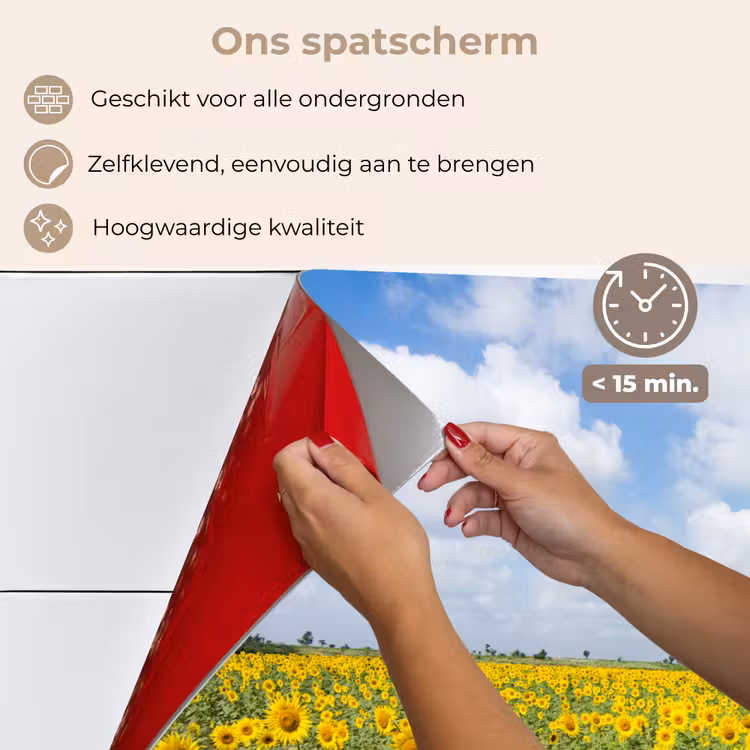 Zonnebloemen - Bloemen - Wolken - Natuur - Geel - Landschap keuken achterwand spatscherm klein -spatscherm_NL