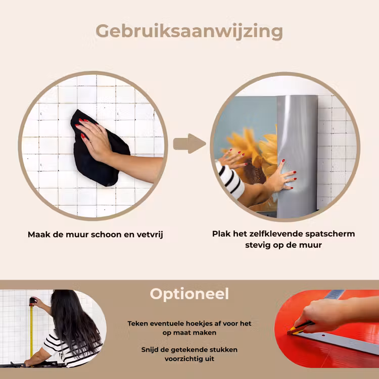 Zonnebloemen - Geel - Wazig keuken achterwand spatscherm klein -gebruiksaanwijzing_NL