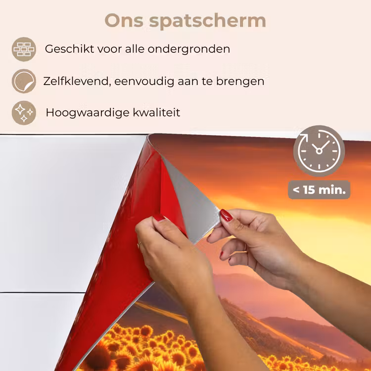 Zonnebloemen - Zonsondergang - Landschap keuken achterwand spatscherm klein -spatscherm_NL