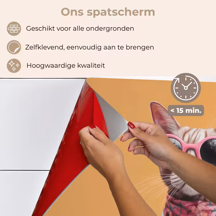 Zonnebril - Kat - Sjaal - Bloemen keuken achterwand spatscherm klein -spatscherm_NL