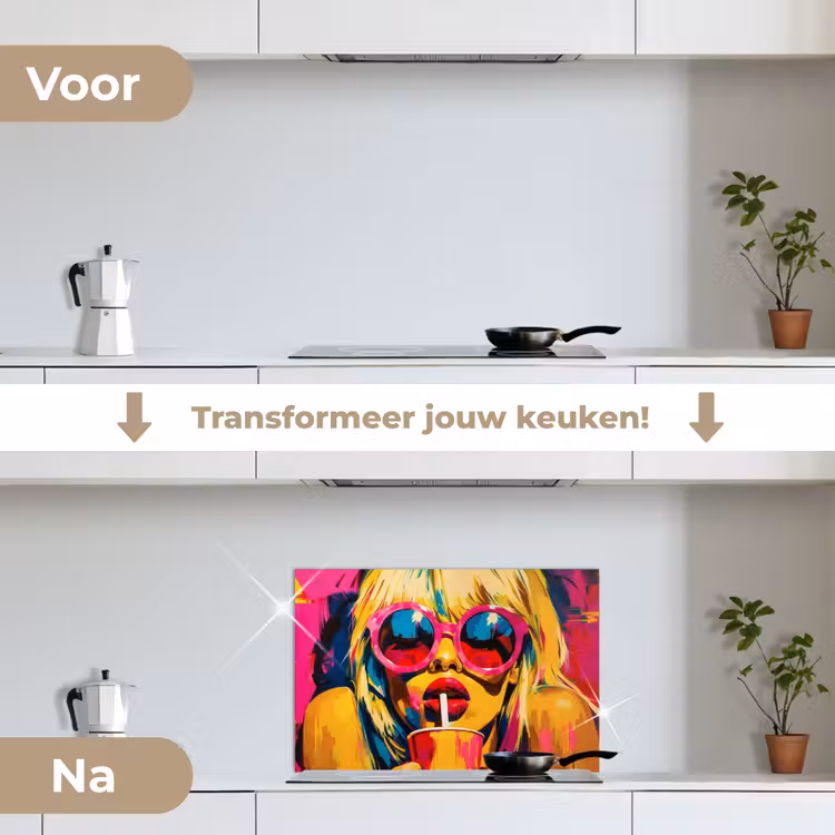 Zonnebril - Roze - Vrouw - Rietje keuken achterwand spatscherm klein -voor_na_NL