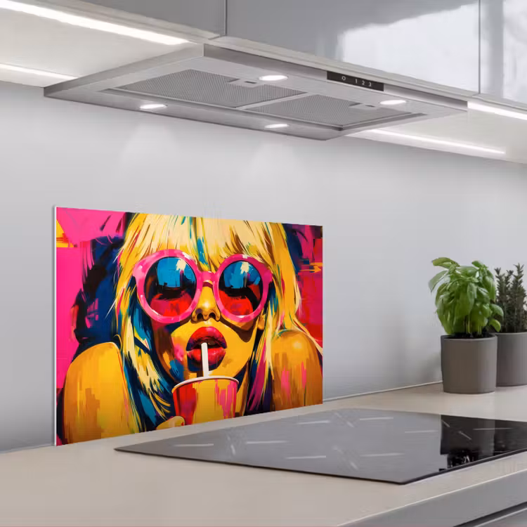 Zonnebril - Roze - Vrouw - Rietje keuken achterwand spatscherm klein -3d_schuin