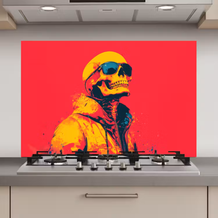 Zonnebril - Schedel - Jas - Rood keuken achterwand spatscherm klein -3d_website