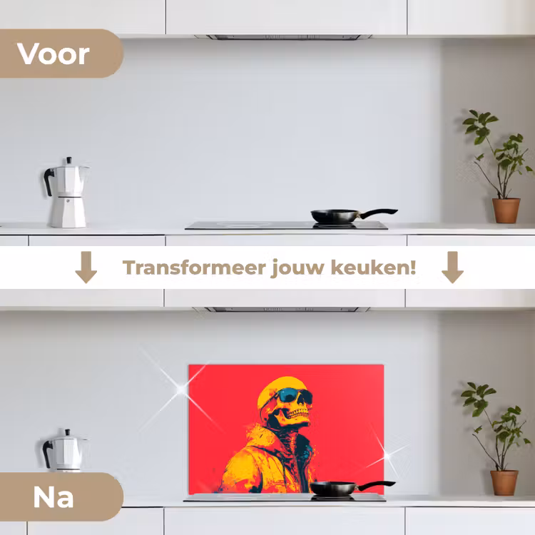 Zonnebril - Schedel - Jas - Rood keuken achterwand spatscherm klein -voor_na_NL