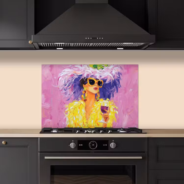 Zonnebril - Vrouw - Jas - Veren keuken achterwand spatscherm klein -sfeer1