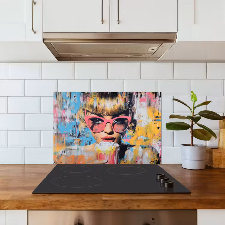 Zonnebril - Vrouw - Kleurrijk - Verfspetters keuken achterwand spatscherm klein -sfeer2