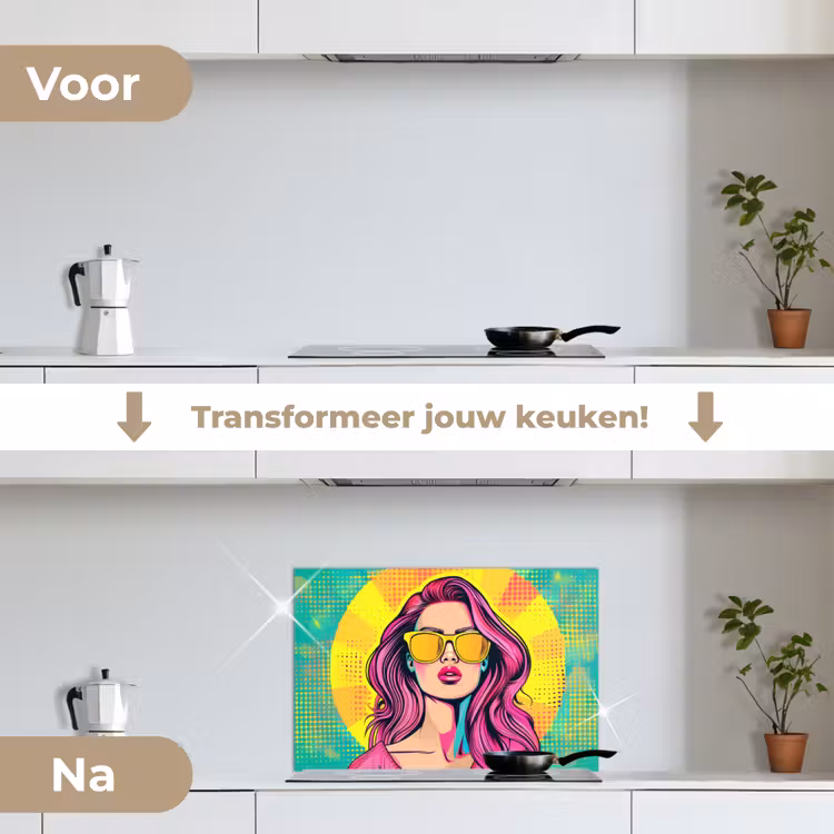Zonnebril - Vrouw - Zonnig - Geel keuken achterwand spatscherm klein -voor_na_NL
